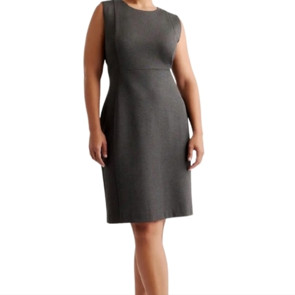 Quince Dresses & Skirts - NWT Quince Ultra Stretch Ponte Sleeveless Dress Charcoal Size L Gray Jumper Zip
